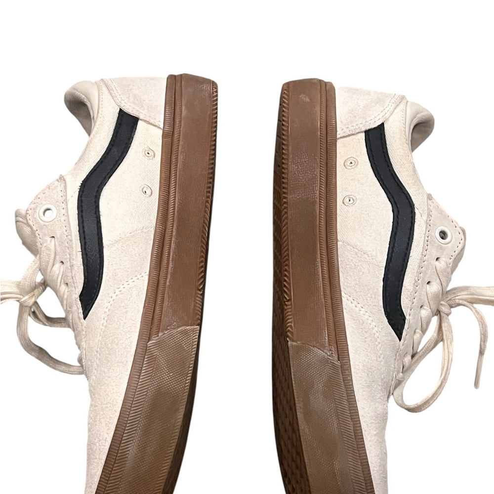 Vans Men’s Cream Suede Low-Top Sneakers with Black Stripe - Picture 3 of 6